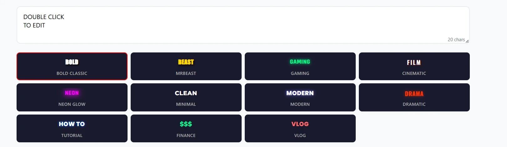 Youtube Thumbnail text generator