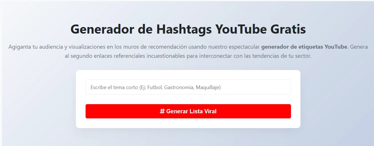 Generador de Hashtags YouTube Gratis