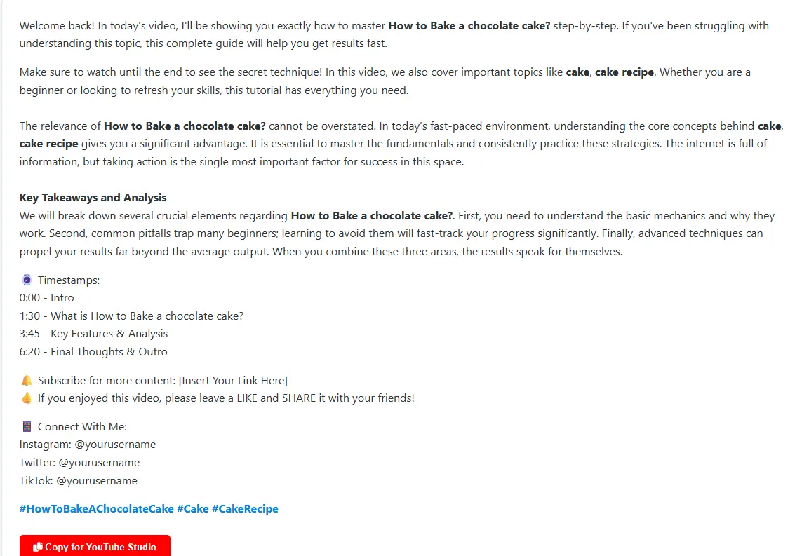 YouTube Description Generator SEO tool