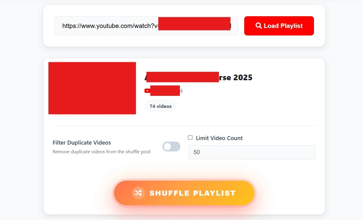 Aleatorizador de Listas de YouTube