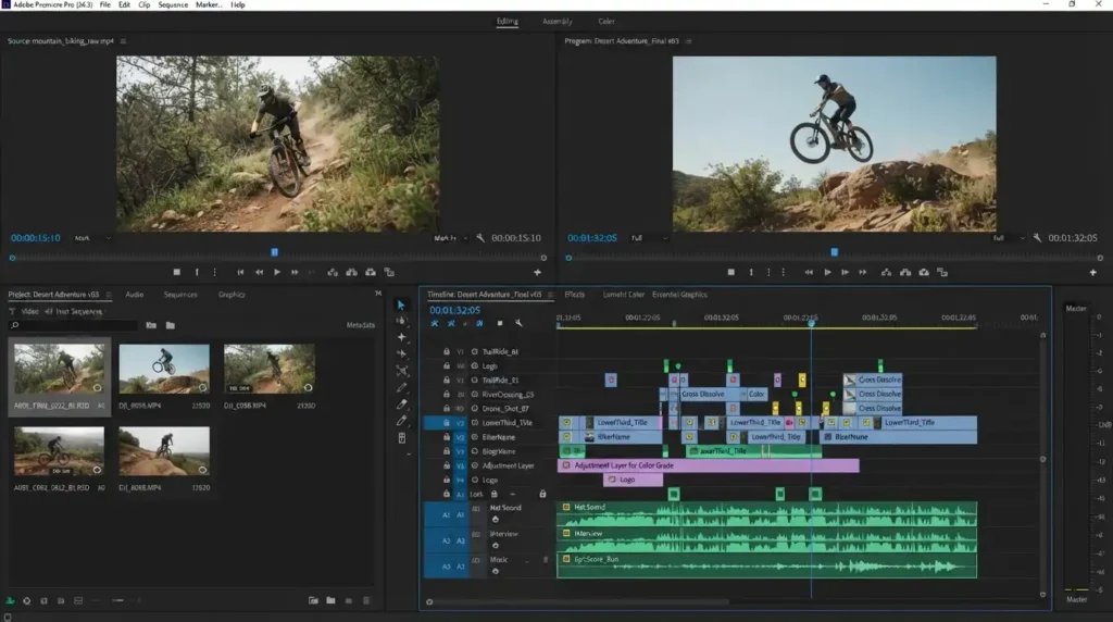 Adobe Premiere Pro workspace used by YouTubers
