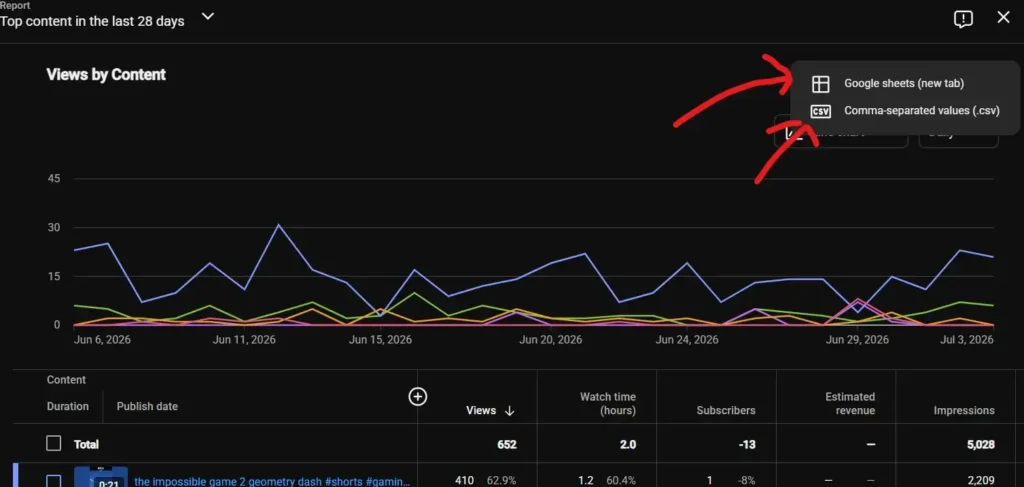 Analytics Export Buttons