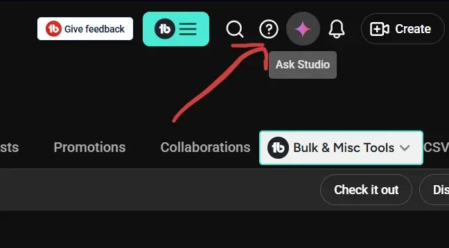 Ask Studio AI assistant inside YouTube Studio